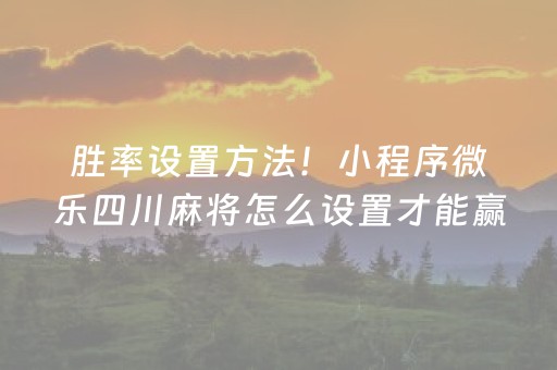 胜率设置方法！小程序微乐四川麻将怎么设置才能赢(怎样设置才容易赢)