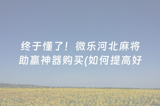 终于懂了！微乐河北麻将助赢神器购买(如何提高好牌几率)