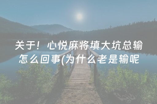 关于！心悦麻将填大坑总输怎么回事(为什么老是输呢)