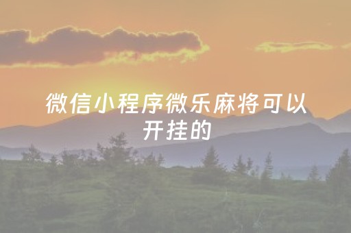 微信小程序微乐麻将可以开挂的（微信小程序微乐麻将有挂吗?）