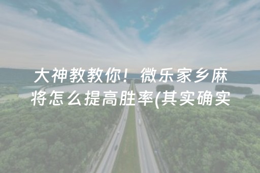 大神教教你！微乐家乡麻将怎么提高胜率(其实确实有挂)