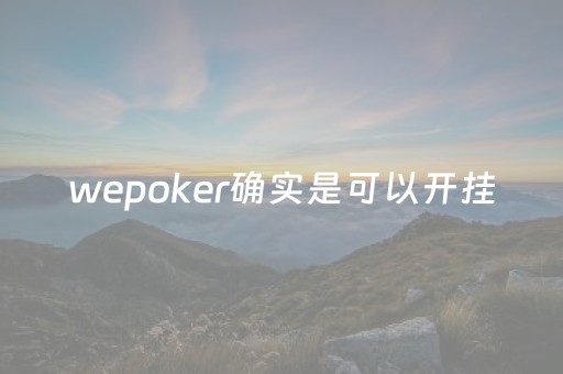 wepoker确实是可以开挂（wepokerplus有没有挂）