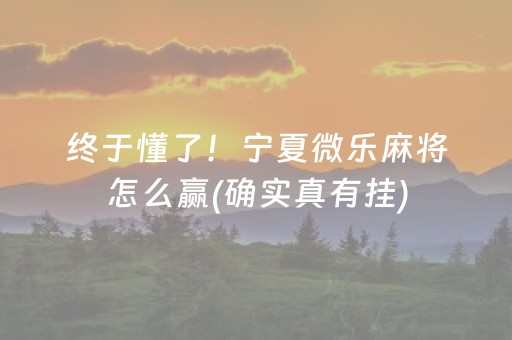 终于懂了！宁夏微乐麻将怎么赢(确实真有挂)