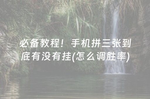 必备教程！手机拼三张到底有没有挂(怎么调胜率)