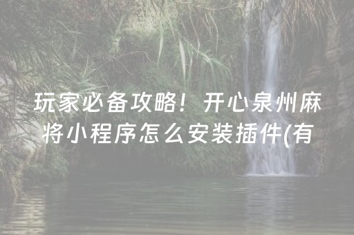 玩家必备攻略！开心泉州麻将小程序怎么安装插件(有输赢规律吗)