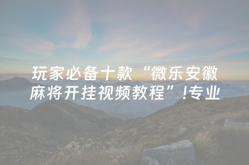 玩家必备十款“微乐安徽麻将开挂视频教程”!专业师傅带你一起了解（详细教程）-知乎