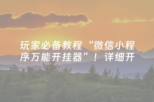 玩家必备教程“微信小程序万能开挂器”！详细开挂教程（确实真的有挂)-知乎