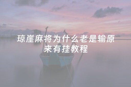 琼崖麻将为什么老是输原来有挂教程（琼崖麻将有挂是怎样的）