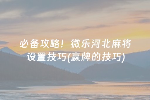 必备攻略！微乐河北麻将设置技巧(赢牌的技巧)