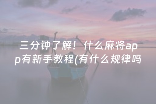 三分钟了解！什么麻将app有新手教程(有什么规律吗)