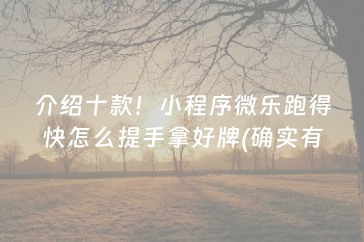 介绍十款！小程序微乐跑得快怎么提手拿好牌(确实有挂吗)