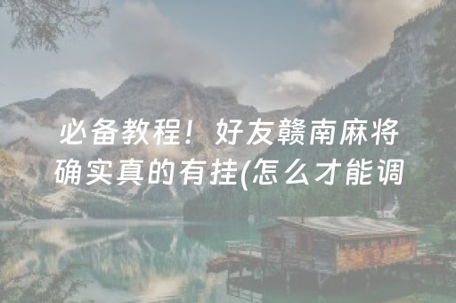 必备教程！好友赣南麻将确实真的有挂(怎么才能调胜率)