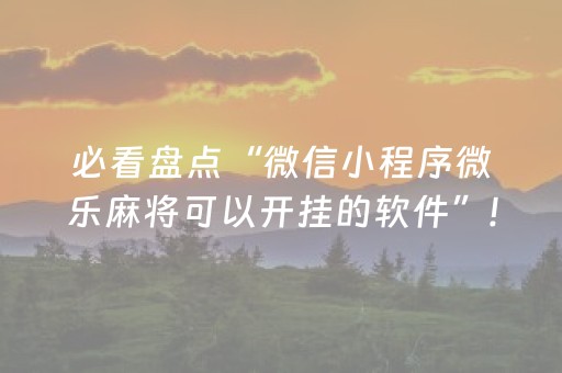 必看盘点“微信小程序微乐麻将可以开挂的软件”!(其实确实有挂)-知乎