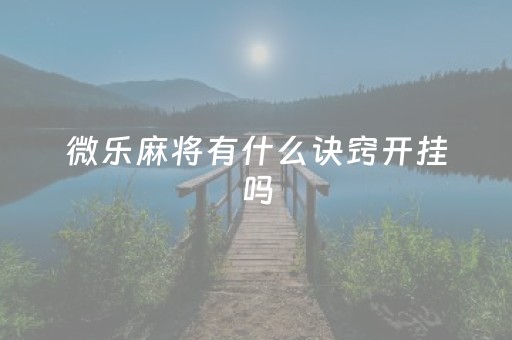 微乐麻将有什么诀窍开挂吗（微乐麻将有什么诀窍开挂吗）