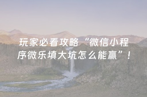 玩家必看攻略“微信小程序微乐填大坑怎么能赢”!(确实是有挂)-知乎