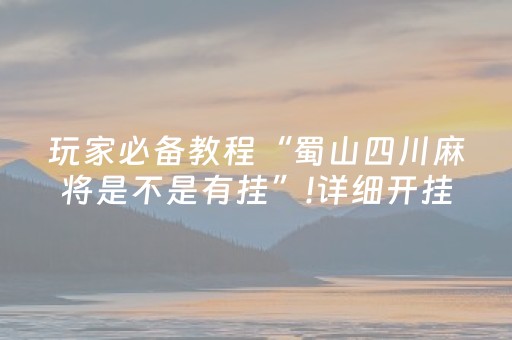 玩家必备教程“蜀山四川麻将是不是有挂”!详细开挂教程-知乎