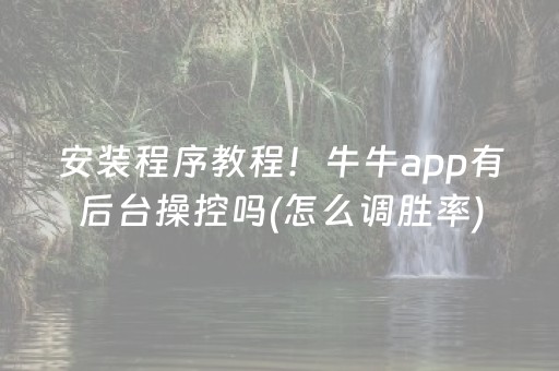 安装程序教程！牛牛app有后台操控吗(怎么调胜率)