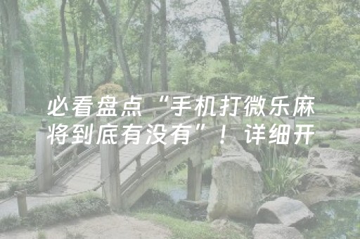 必看盘点“手机打微乐麻将到底有没有”！详细开挂教程（确实真的有挂)-知乎