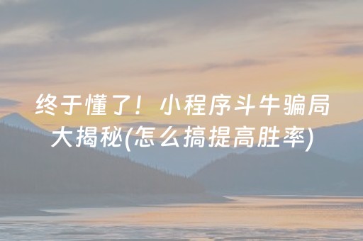 终于懂了！小程序斗牛骗局大揭秘(怎么搞提高胜率)