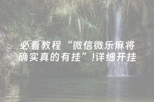 必看教程“微信微乐麻将确实真的有挂”!详细开挂教程-知乎