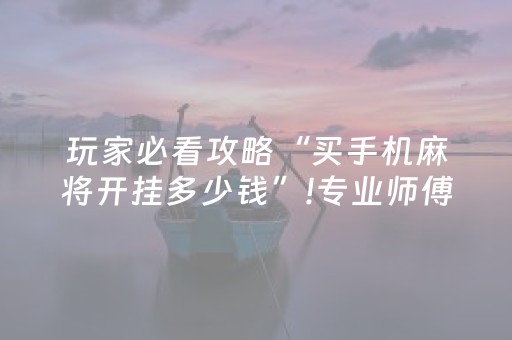 玩家必看攻略“买手机麻将开挂多少钱”!专业师傅带你一起了解（详细教程）-知乎