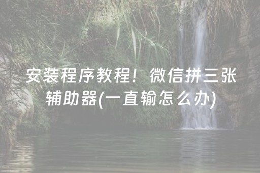 安装程序教程！微信拼三张辅助器(一直输怎么办)