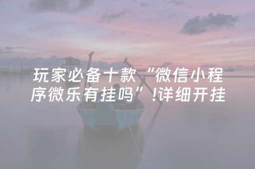 玩家必备十款“微信小程序微乐有挂吗”!详细开挂教程-知乎