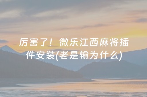 厉害了！微乐江西麻将插件安装(老是输为什么)