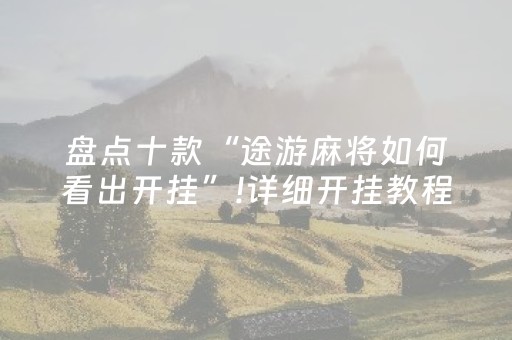 盘点十款“途游麻将如何看出开挂”!详细开挂教程-知乎