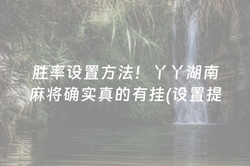 胜率设置方法！丫丫湖南麻将确实真的有挂(设置提高好牌几率)