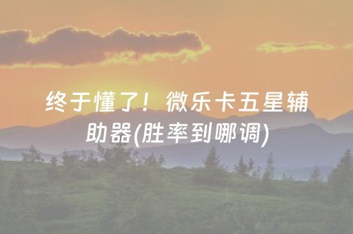 终于懂了！微乐卡五星辅助器(胜率到哪调)