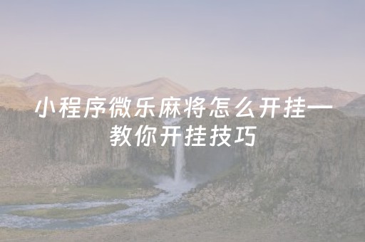 小程序微乐麻将怎么开挂—教你开挂技巧（手机微信小程序微乐麻将开挂神器）