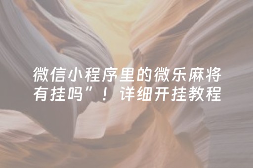 微信小程序里的微乐麻将有挂吗”！详细开挂教程（确实真的有挂)-知乎