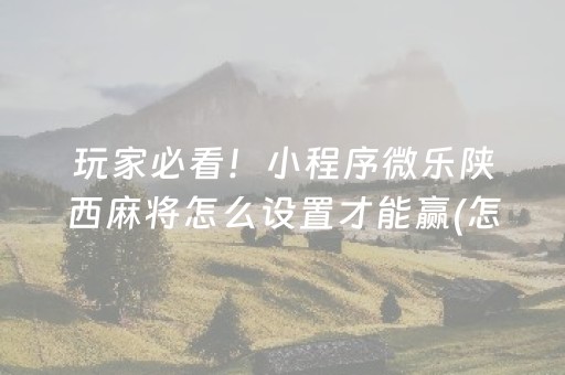 玩家必看！小程序微乐陕西麻将怎么设置才能赢(怎样设置才容易赢)