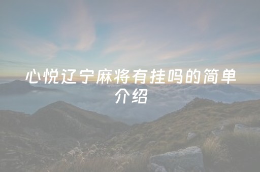 心悦辽宁麻将有挂吗的简单介绍