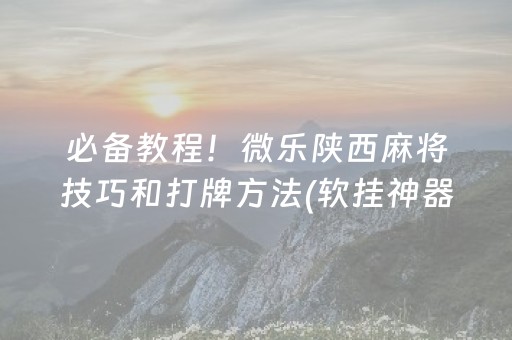 必备教程！微乐陕西麻将技巧和打牌方法(软挂神器)