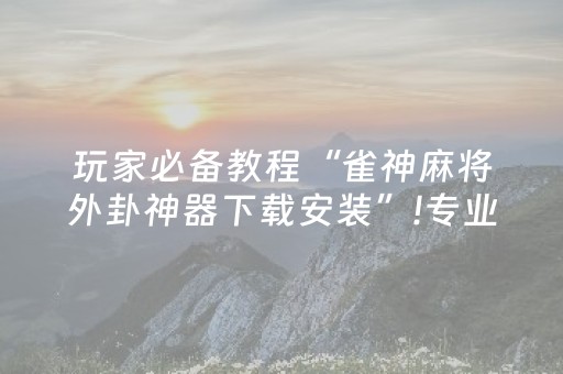 玩家必备教程“雀神麻将外卦神器下载安装”!专业师傅带你一起了解（详细教程）-知乎