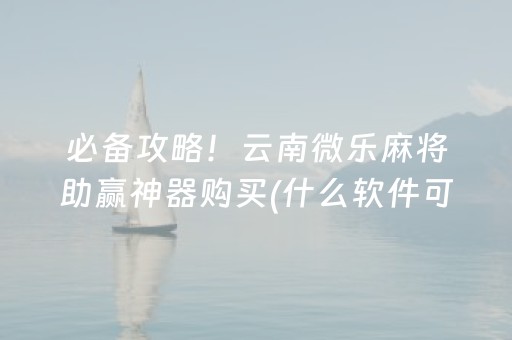 必备攻略！云南微乐麻将助赢神器购买(什么软件可以赢)