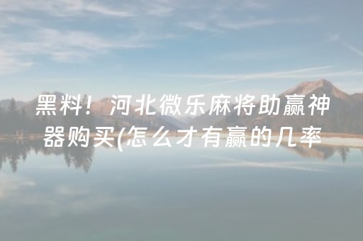 黑料！河北微乐麻将助赢神器购买(怎么才有赢的几率)