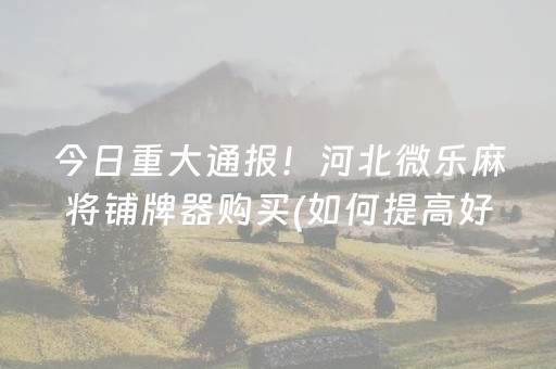 今日重大通报！河北微乐麻将铺牌器购买(如何提高好牌几率)