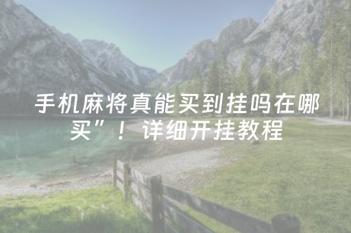 手机麻将真能买到挂吗在哪买”！详细开挂教程（确实真的有挂)-知乎