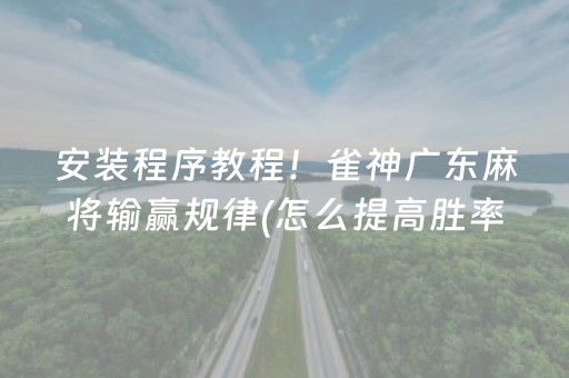 安装程序教程！雀神广东麻将输赢规律(怎么提高胜率)