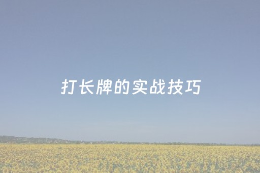 打长牌的实战技巧（长牌打法）