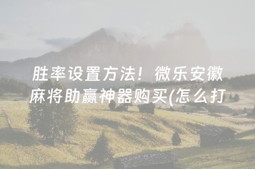 胜率设置方法！微乐安徽麻将助赢神器购买(怎么打系统才能给好牌)