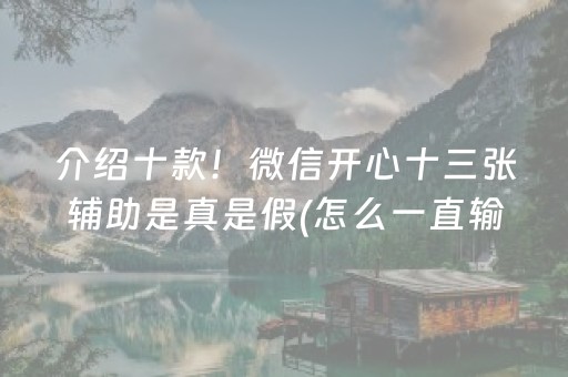 介绍十款！微信开心十三张辅助是真是假(怎么一直输)