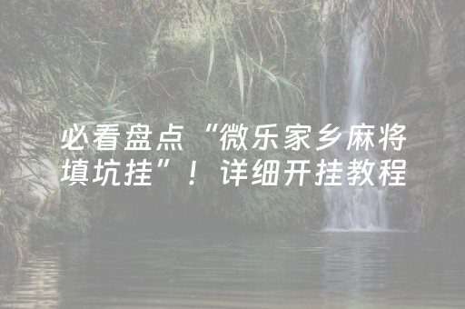 必看盘点“微乐家乡麻将填坑挂”！详细开挂教程（确实真的有挂)-知乎