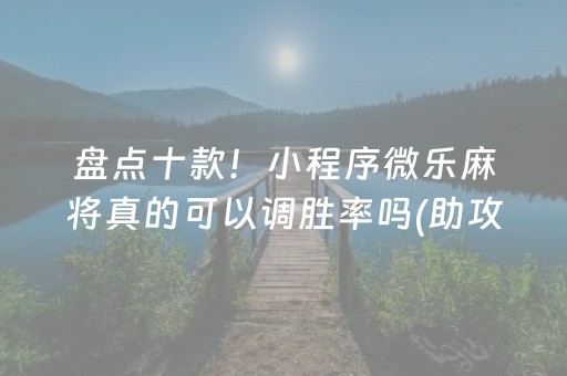 盘点十款！小程序微乐麻将真的可以调胜率吗(助攻神器怎么才会赢)