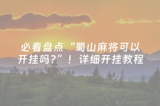 必看盘点“蜀山麻将可以开挂吗?”！详细开挂教程（确实真的有挂)-知乎