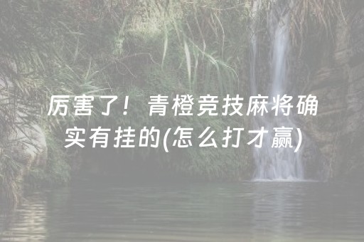 厉害了！青橙竞技麻将确实有挂的(怎么打才赢)