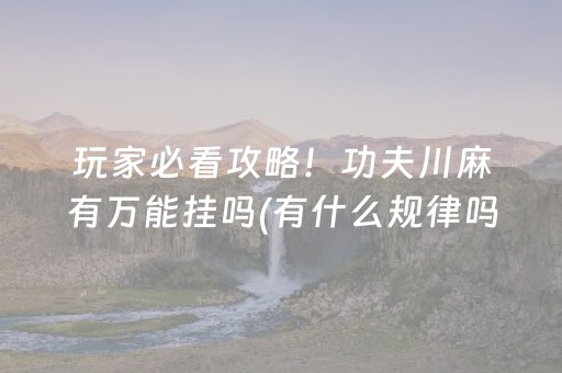 玩家必看攻略！功夫川麻有万能挂吗(有什么规律吗)